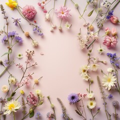 Floral frame, layout, background for posts