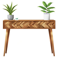table and chair with plants