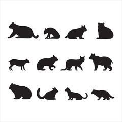 A black silhouette animal set 
