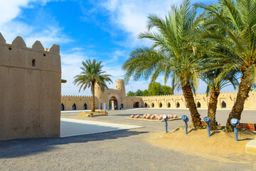 View from the courtyard of the historic Al Jahili Fort, in Al Ain, Abu Dhabi, the United Arab Emirates.	