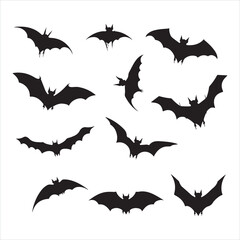 A black silhouette bat set