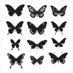 A black silhouette Butterfly set