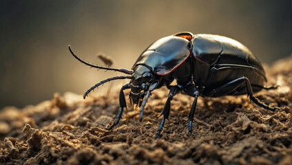 Symbolbild eines schwarzen Käfers - obrazy, fototapety, plakaty
