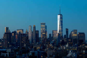 Lower Manhattan skyline at night