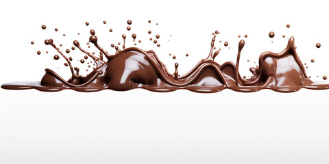 Pouring chocolate dripping, white background, professional photo сreated with Generative Ai