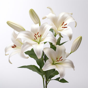 Lily, white background, professional photo сreated with Generative Ai
