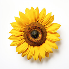 Fototapeta premium Sunflower, white background, professional photo сreated with Generative Ai