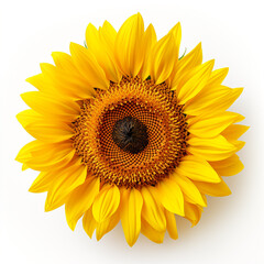 Fototapeta premium Sunflower, white background, professional photo сreated with Generative Ai