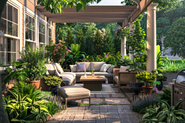 patio with garden
