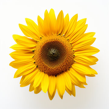 Sunflower, white background, professional photo сreated with Generative Ai