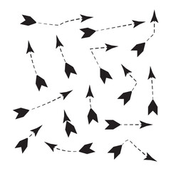 Doodle vector arrows and design elements. Hand drawn set of icons, frames, borders, arrows in cartoon style. Elements for infographics. Isolated on white background in eps 10.