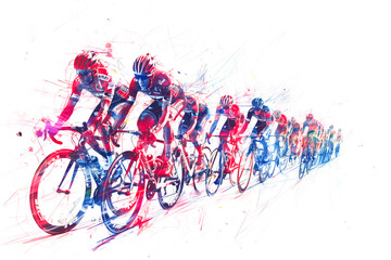 Tour de France cycling sport competition, line art