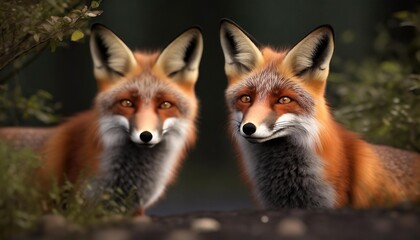 two red foxes