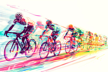 Tour de France cycling sport competition, line art