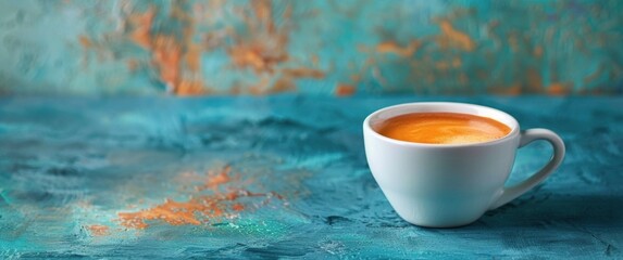 Obraz na płótnie Canvas A Cup of Coffee on Blue Table