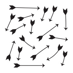 Doodle vector arrows and design elements. Hand drawn set of icons, frames, borders, arrows in cartoon style. Elements for infographics. Isolated on white background in eps 10.