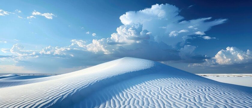 Ultrawide White Sand Dunes Hill Photo With Clouds