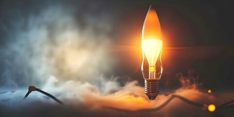 A rocket of innovation soars from a bright lightbulb sparking new possibilities. Concept Innovation, Bright Ideas, Launching Possibilities, Inspiration, Creativity