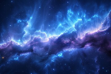 Blue and Purple Nebula Filled With Stars