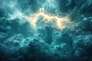 Fototapeta na wymiar Overcast Sky Filled With Cumulus Clouds