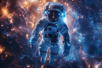 Astronaut Floating in Outer Space - obrazy, fototapety, plakaty