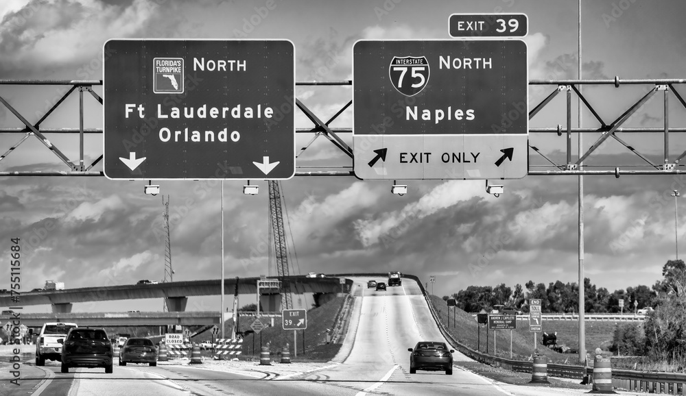 Wall mural car traffic along florida i-75 interstate