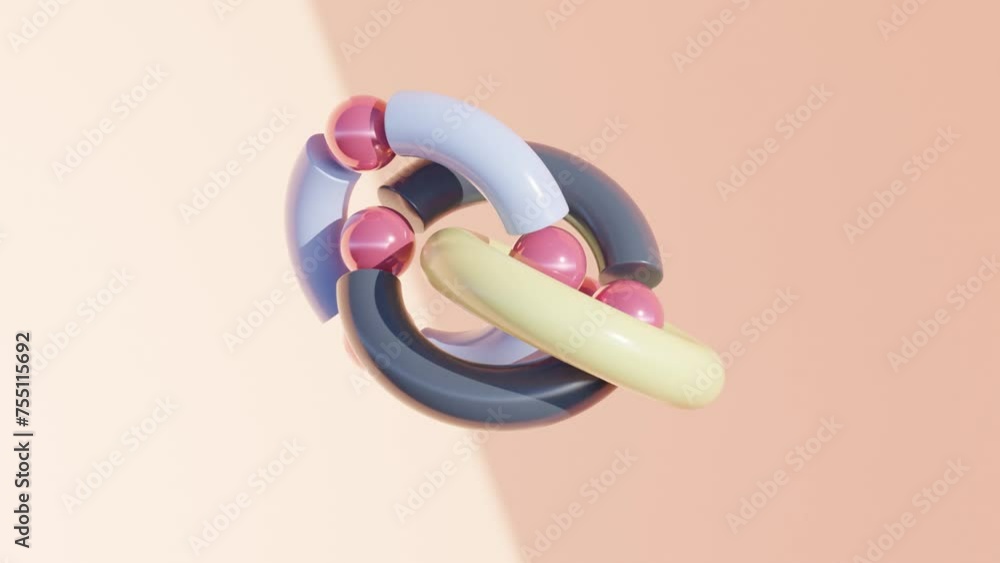Aufkleber interlocking torus trio: dynamic geometric animation in 3d design