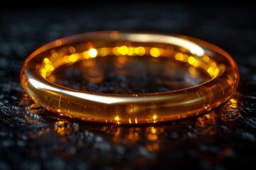 Close-Up of Gold Ring on Black Surface