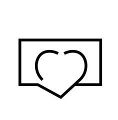 heart love flirt message letter line icon vector design