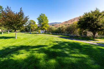 The scenic waterfront Kirby Billingsley Hydro Park along the Columbia River as it runs through East...