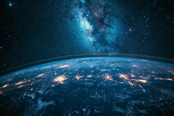 Night View of Earth From Space - obrazy, fototapety, plakaty