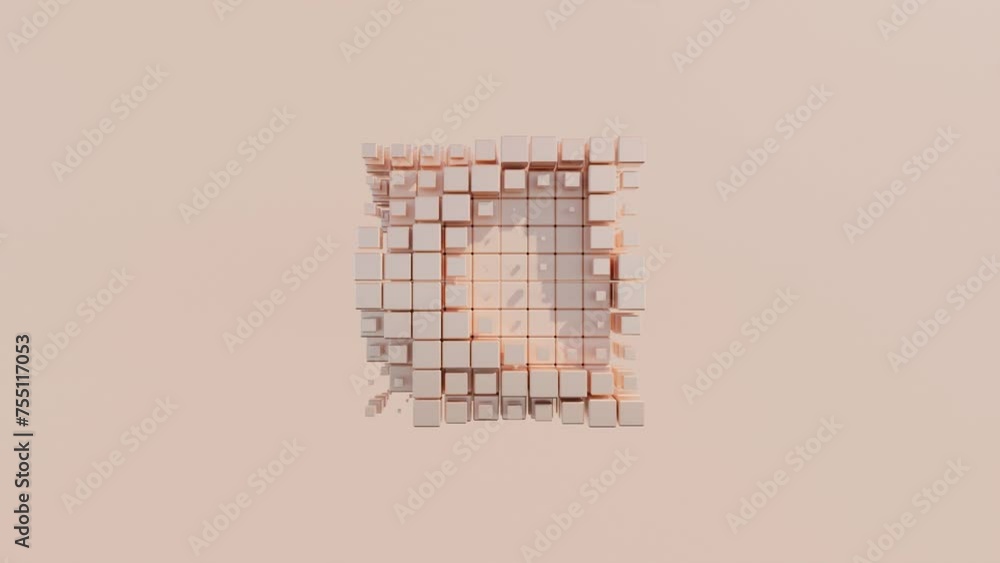 Aufkleber transforming cube structure: dynamic geometric animation in 3d design