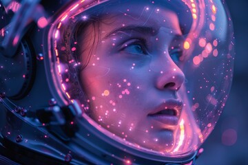 Close Up of Person Wearing Space Suit - obrazy, fototapety, plakaty