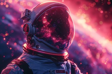 Astronaut in Space Suit Looking at Stars - obrazy, fototapety, plakaty