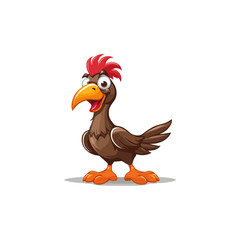 Thanksgiving Turkey Bird Cartoon Mascot Character. Vector Illustration Flat Design Isolated On White Background