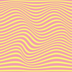 simple abstract neopolitan pink color horizontal line wavy geometric pattern on sherbret yellow color background