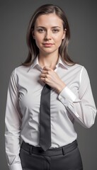 The image captures the essence of corporate readiness; an unidentified individual stands poised and confident in attire that speaks to professionalism and determination.
