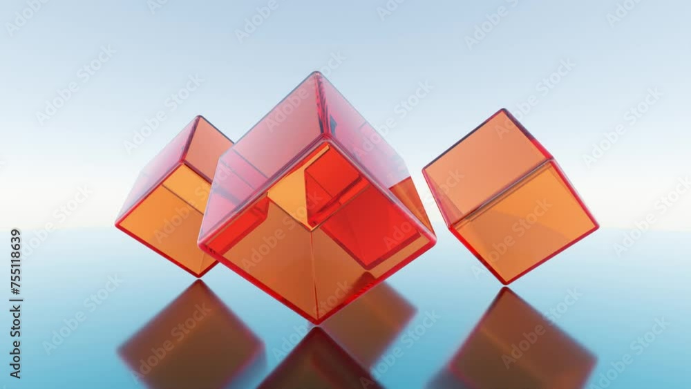 Aufkleber translucent cubes: dynamic 3d animation and modern design with transparent elements