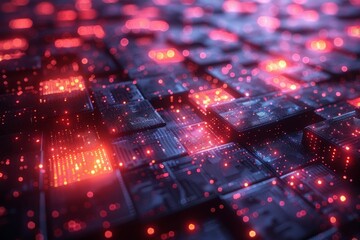 Close Up of Computer Keyboard With Red Lights