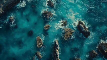 Fototapeta na wymiar Aerial View of Ocean and Rocks