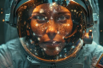 Woman in Space Suit With Stars on Face