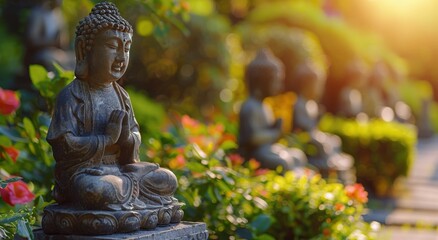 Buddha Statue Sitting in Garden