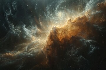 Majestic Space Scene With Stars and Clouds