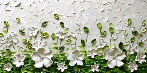 A decorative flower painting with thick oil painting texture effect. Thick paint three-dimensional effect flowers rich in details. Simple and modern flower painting. - obrazy, fototapety, plakaty