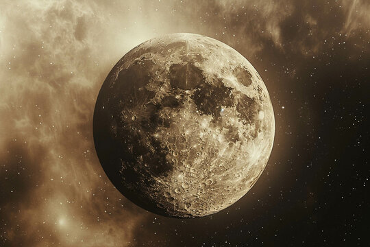 An image of a planet from space, a view from another planet from space. Planet close-up, Mercury retrograde