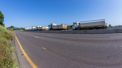 Construction Highway Trucks Blue Sky