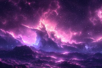 Purple Sky Filled With Stars and Clouds