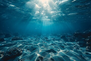 Fototapeta na wymiar Underwater View of Sandy Ocean Floor