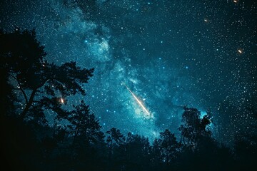 Star-Filled Night Sky Over Trees