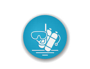 diving round icon. oxygen balloons, scuba and sea vacation symbol. vector color illustration
